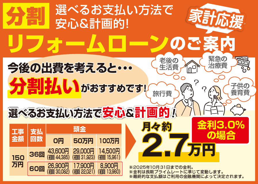 分割リフォームローンのご案内